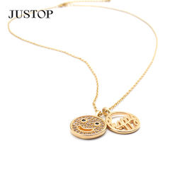 Manufacturer Custom High Quality Waterproof Jewelry Luxury Brass Smile Face Chain Pendant Necklace