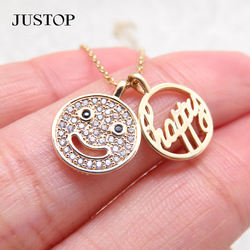 Manufacturer Custom High Quality Waterproof Jewelry Luxury Brass Smile Face Chain Pendant Necklace