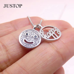 New Design Women Chain Hip Hop Punk Style Smile Face Fashion Silver Quality Pendant Chain Button Necklace